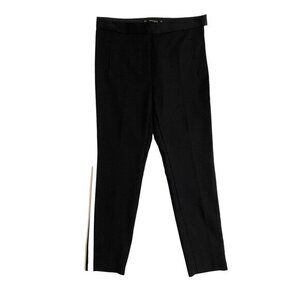 Zara Basic Women's Tuxedo Stripe Straight Cropped Slim Pants SZ L NWT
